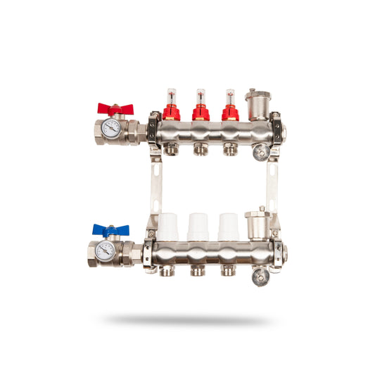 Edelstahl Heizkreisverteiler mit 3 Heizkreisen