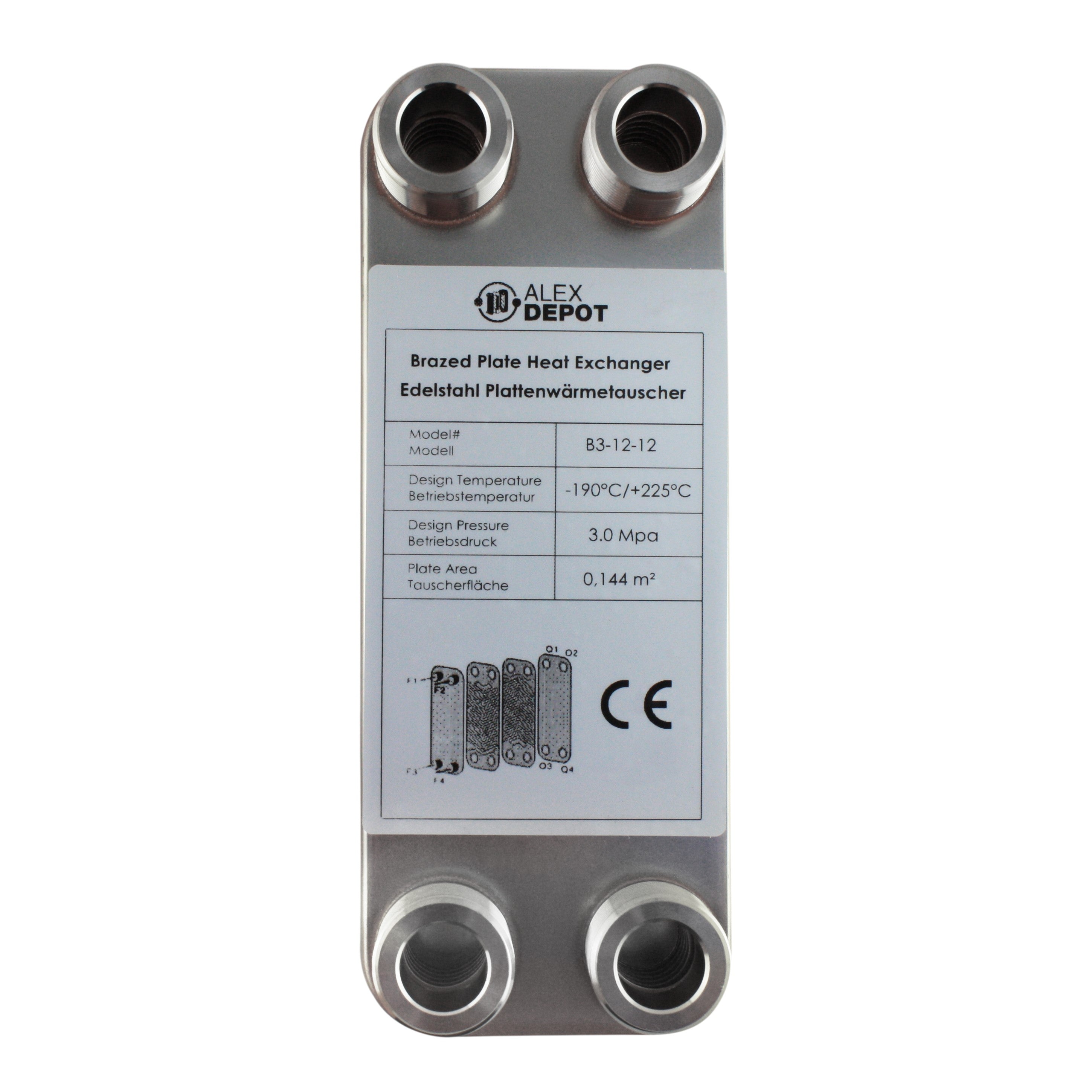 Plattenwärmetauscher B3-12-12 - 25 kW, 12 Platten