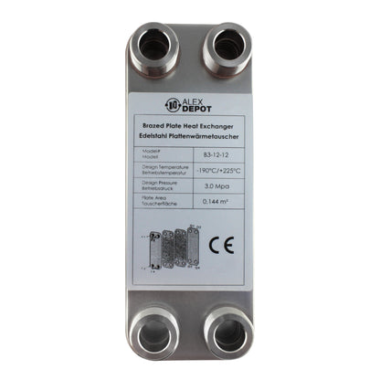 Plattenwärmetauscher B3-12-12 - 25 kW, 12 Platten