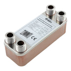 Edelstahl Plattenwärmetauscher B3-12-20 mit 4x ¾ Zoll Anschlüssen, 45 kW Leistung – ideal für Heizung und Solar