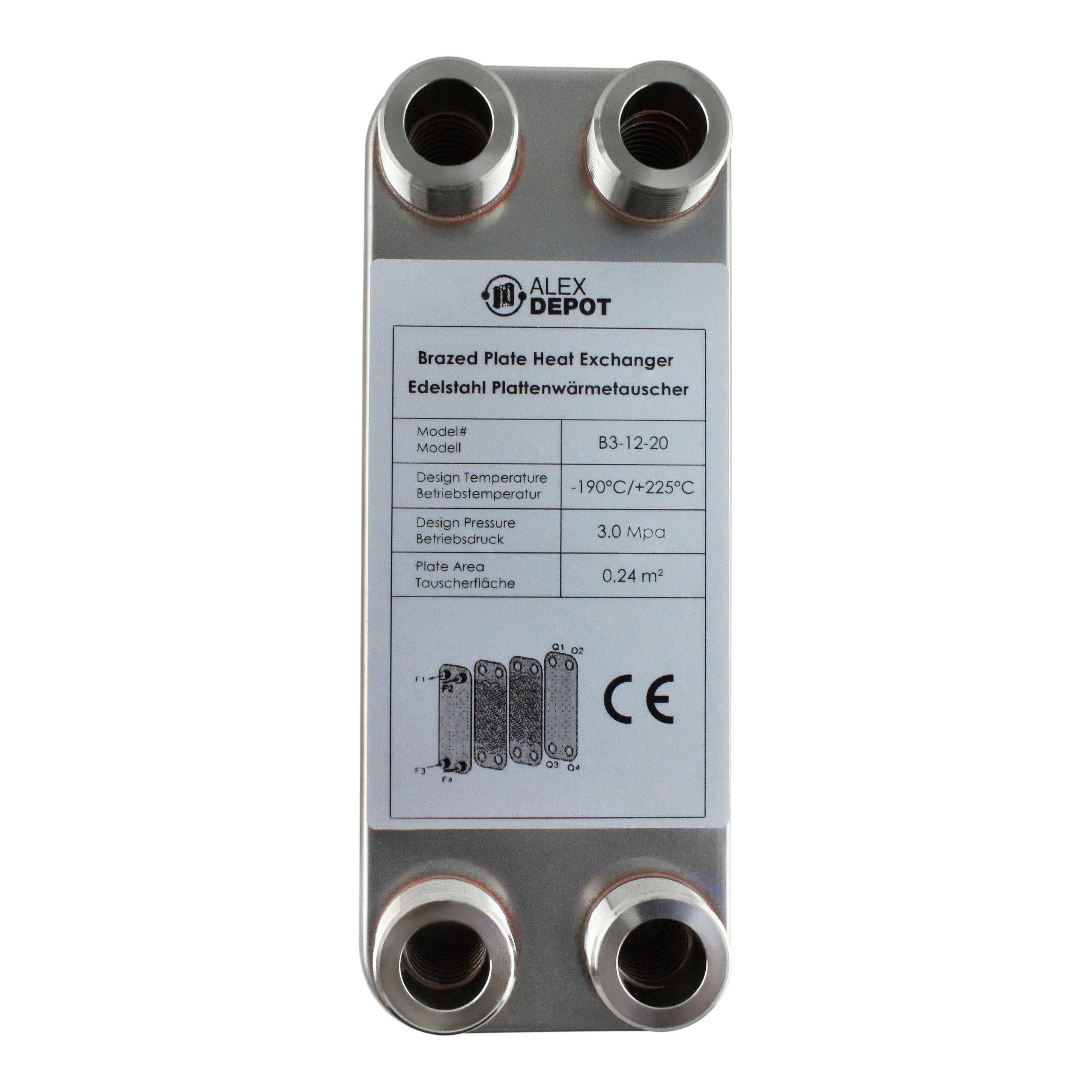 Plattenwärmetauscher B3-12-20 - 45 kW, 20 Platten